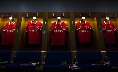 180323 - France v Wales - Guinness Six Nations - Taulupe Faletau of Wales jersey hangs in the dressing room on his 100th cap