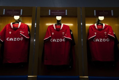 180323 - France v Wales - Guinness Six Nations - Taulupe Faletau of Wales jersey hangs in the dressing room on his 100th cap