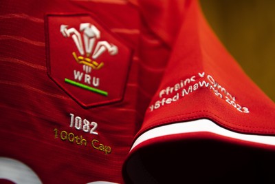 180323 - France v Wales - Guinness Six Nations - Taulupe Faletau of Wales jersey hangs in the dressing room on his 100th cap