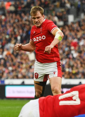 180323 - France v Wales - Guinness Six Nations - Nick Tompkins of Wales celebrates after Bradley Roberts scores