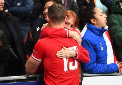 180323 - France v Wales - Guinness Six Nations - George North of Wales with his mother at full time