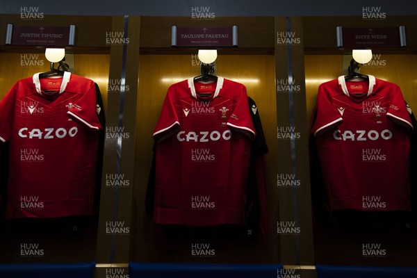 180323 - France v Wales - Guinness Six Nations - Taulupe Faletau of Wales jersey hangs in the dressing room on his 100th cap