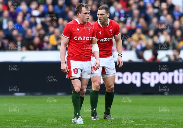 180323 - France v Wales - Guinness Six Nations - Nick Tompkins and George North of Wales 