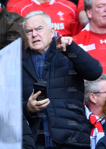 180323 - France v Wales - Guinness Six Nations - BBC News presenter Huw Edwards watches the game from the stands