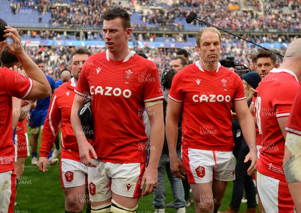 180323 - France v Wales - Guinness Six Nations - Adam Beard and Alun Wyn Jones of Wales at full time