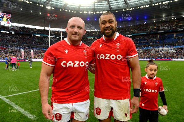 180323 - France v Wales - Guinness Six Nations - Dillon Lewis of Wales on his 50th cap and Taulupe Faletau of Wales on his 100th cap