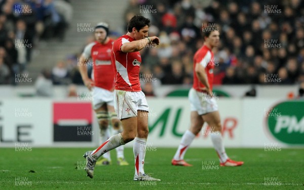 19.03.11 - France v Wales - RBS Six Nations 2011 - James Hook of Wales looks dejected after being shown a yellow card. 