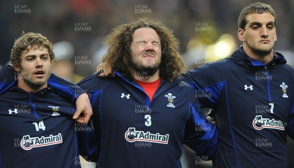 19.03.11 - France v Wales - RBS Six Nations 2011 - Adam Jones of Wales lines up for the national anthems. 