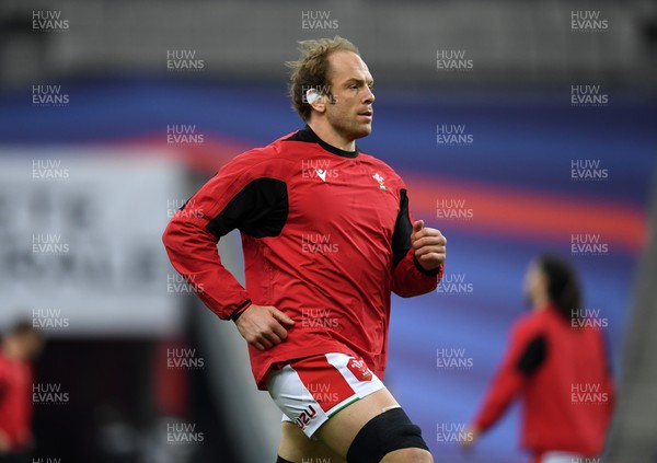 200321 - France v Wales - Guinness Six Nations - Alun Wyn Jones of Wales during the warm up