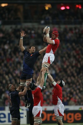 27.02.09 France v Wales... Wales" Alun-Wyn Jones wins lineout ball. 