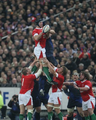 27.02.09 France v Wales... Wales' Ian Gough wins lineout ball. 