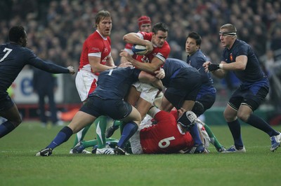 27.02.09 France v Wales... Wales'Lee Byrne tries to find a way through.. 