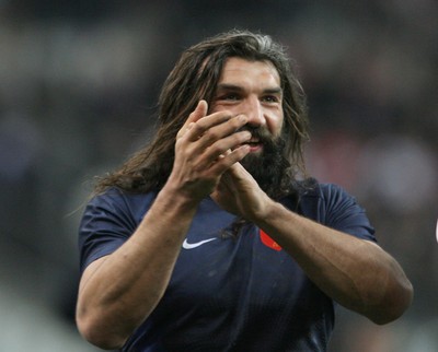 27.02.09 France v Wales... The joy of success...France's Sebastien Chabal. 