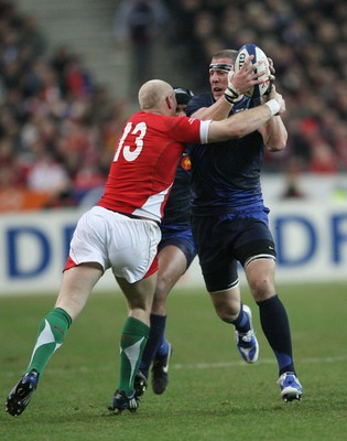 27.02.09 France v Wales... France's Imanol Harinordoquy is tackled by Tom Shanklin. 
