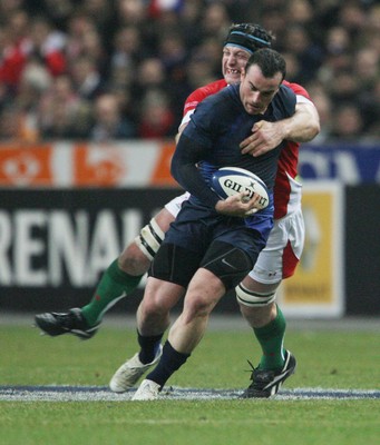27.02.09 France v Wales... France's Benoit Baby is tackled by Ian Gough. 