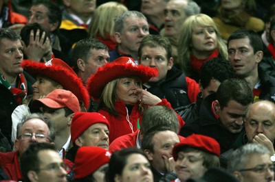 27.02.09 France v Wales... Welsh Fans watch the end of the game at Stade De France, Paris. 
