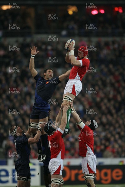 27.02.09 France v Wales... Wales" Alun-Wyn Jones wins lineout ball. 