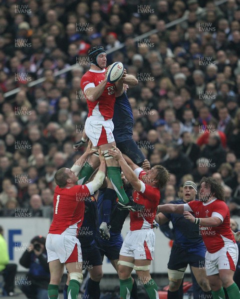 27.02.09 France v Wales... Wales' Ian Gough wins lineout ball. 