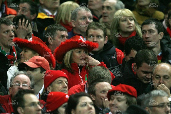 27.02.09 France v Wales... Welsh Fans watch the end of the game at Stade De France, Paris. 
