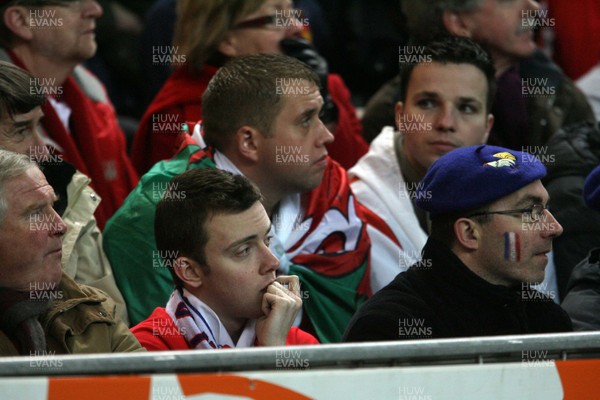 27.02.09 France v Wales... Welsh Fans watch the end of the game at Stade De France, Paris. 