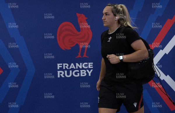 230423 - France v Wales, TicTok Women’s 6 Nations - Courtney Keight of Wales arrives at the stadium