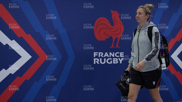 230423 - France v Wales, TicTok Women’s 6 Nations - Elinor Snowsill of Wales arrive at the stadium