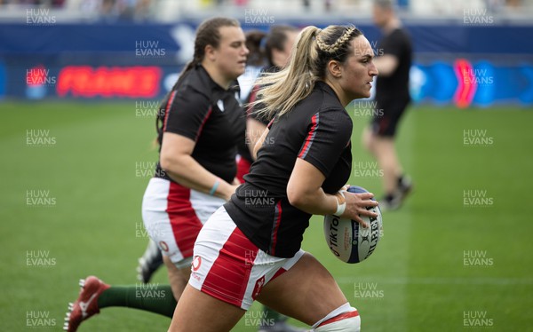 230423 - France v Wales, TicTok Women’s 6 Nations - Courtney Keight of Wales warms up ahead of the match