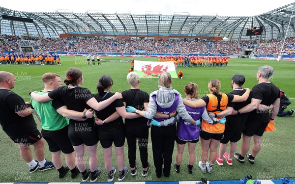 230423 - France v Wales, TicTok Women’s 6 Nations - The Welsh team lineup for the anthems