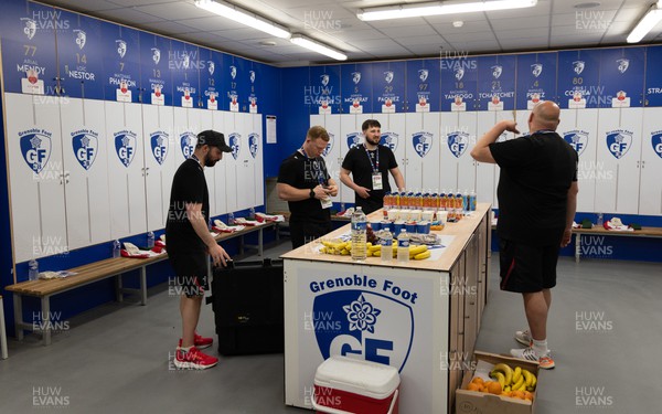 230423 - France v Wales, TicTok Women’s 6 Nations - Staff prepare the changing room ahead of the match