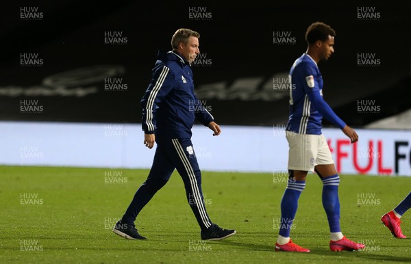 100720 - Fulham v Cardiff City - SkyBet Championship - Cardiff City Manager Neil Harris and Josh Murphy of Cardiff City at full time