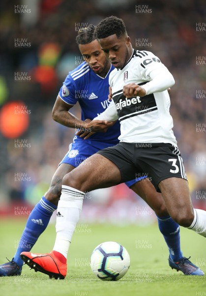 270419 - Fulham v Cardiff City, Premier League - Ryan Sessegnon of Fulham holds off Leandro Bacuna of Cardiff City