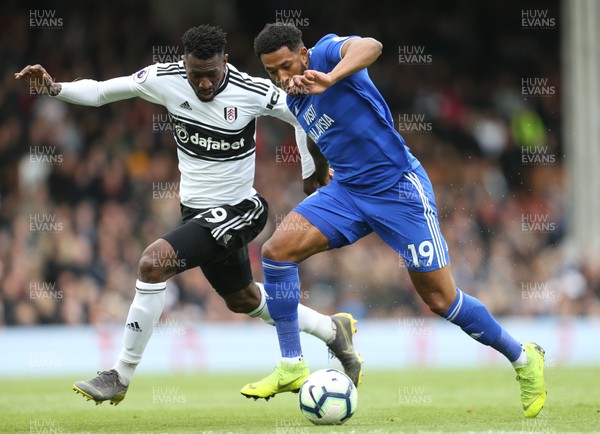 270419 - Fulham v Cardiff City, Premier League - Nathaniel Mendez-Laing of Cardiff City takes on Andre-Frank Zambo Anguissa of Fulham