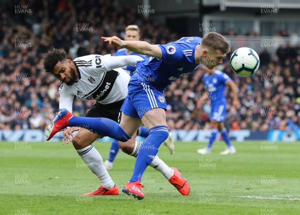 270419 - Fulham v Cardiff City, Premier League - Rhys Healey of Cardiff City gets past Cyrus Christie of Fulham