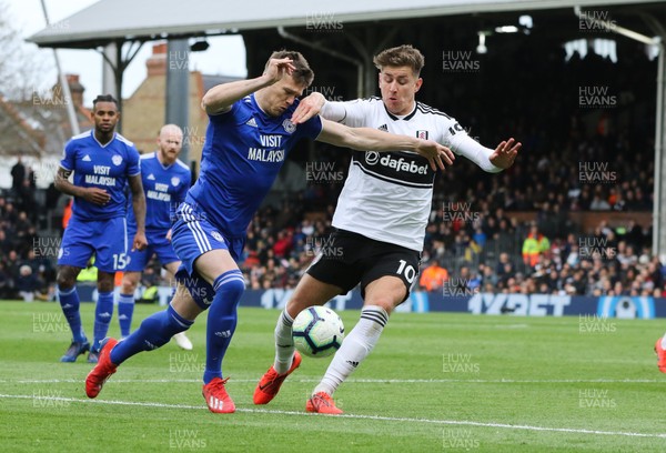 270419 - Fulham v Cardiff City, Premier League - Rhys Healey of Cardiff City is brought down by Tom Cairney of Fulham in the penalty box