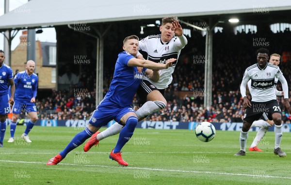 270419 - Fulham v Cardiff City, Premier League - Rhys Healey of Cardiff City is brought down by Tom Cairney of Fulham in the penalty box