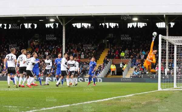 270419 - Fulham v Cardiff City, Premier League - Fulham goalkeeper Sergio Rico tips a shot at goal over the crossbar