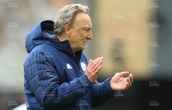 270419 - Fulham v Cardiff City, Premier League - Cardiff City manager Neil Warnock applauds the fans at the end of the match