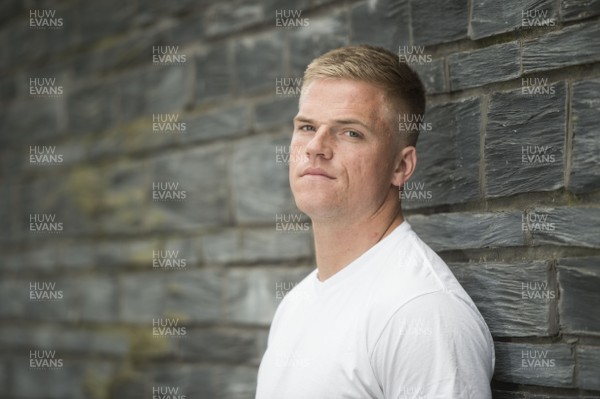 150416 - Cardiff Blues fly half Gareth Anscombe outside the Senedd in Cardiff Bay