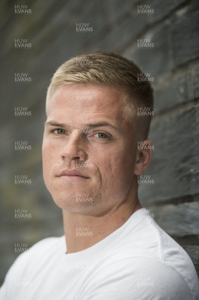 150416 - Cardiff Blues fly half Gareth Anscombe outside the Senedd in Cardiff Bay