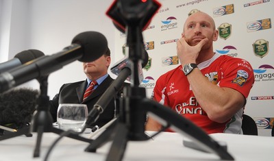 05.03.10 - Crusaders Rugby League Press Conference - Gareth Thomas who has signed for Crusaders Rugby League today, talks to reporters at a press conference to announce the deal. 