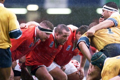 231099 - Wales v Australia - Garin Jenkins leads the Welsh scrum