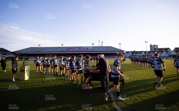 280426 - Garth Olwg v Brynteg, Boys Year 10 Final - Players are presented with their medals