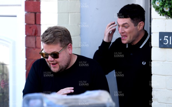 120719 - Gavin and Stacey Filming in Barry, South Wales -  James Corden and Matthew Horne on the set of Gavin and Stacey in Barry