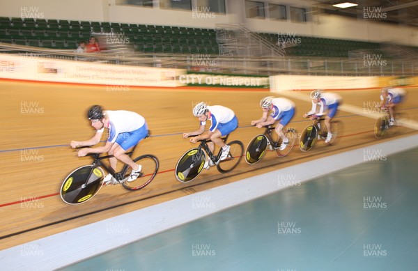 24.07.08 - GB Olympic Cycling team , Newport Velodrome, south Wales Great Britain 2008 Olympic Cycling Team members take part in a training session at the Newport Velodrome 