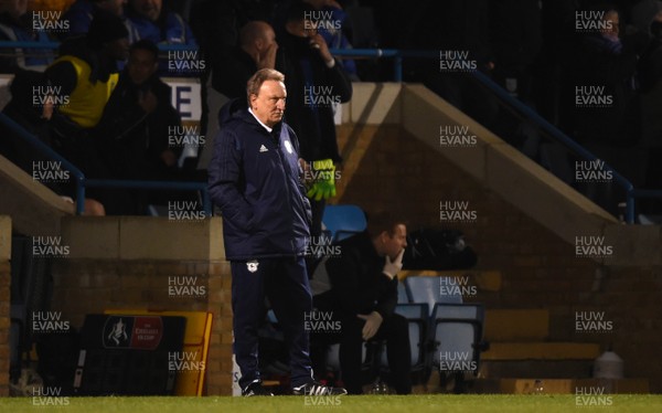 050119 - Gillingham v Cardiff City - FA Cup - Cardiff City manager Neil Warnock looks dejected after Gillingham goal