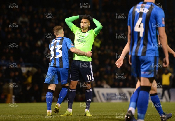 050119 - Gillingham v Cardiff City - FA Cup - Josh Murphy of Cardiff City reacts after a shot at goal
