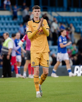 031026 - Gillingham v Newport County - Sky Bet League 2 - Joe Thomas of Newport County applauds the fans