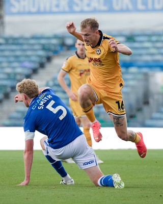 031026 - Gillingham v Newport County - Sky Bet League 2 - Matthew James Jacob of Newport County and Andy Smith of Gillingham in action