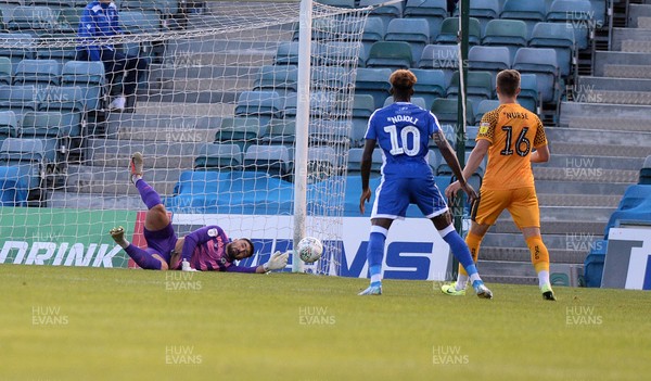 130819 - Gillingham v Newport County - Carabao Cup 1st Round -  Newport keeper Nick Townsend makes a good save early on