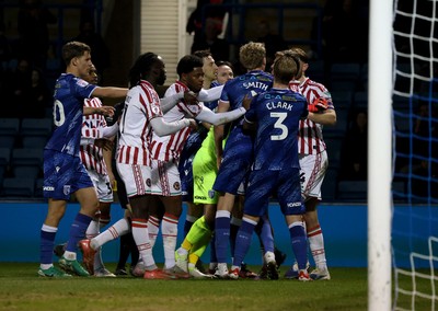 170126 - Gillingham v Newport County - Sky Bet League 2 - Scuffles at the end of the game 